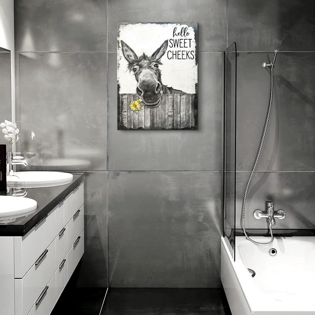 🚽Funny Bathroom Wall Art - "Nice Ass" Donkey Print