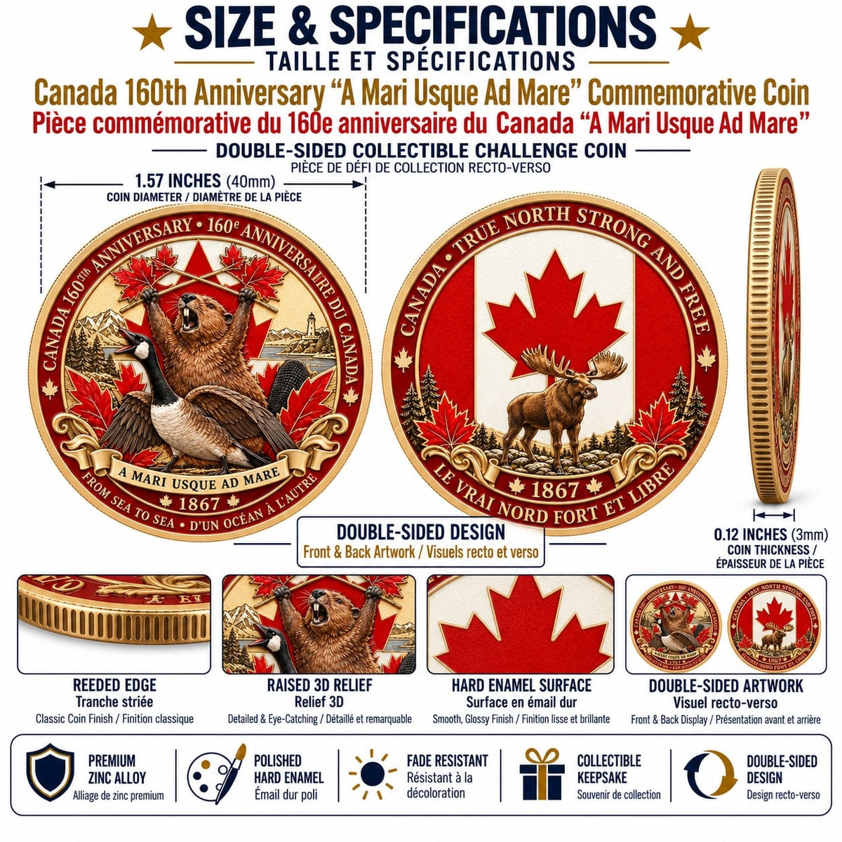 šCanada 160th Anniversary āA Mari Usque Ad Mareā Commemorative Coin