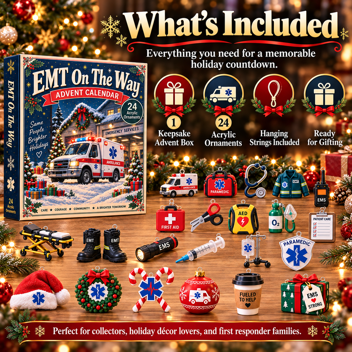 CHRISTMAS KICKOFF 40% OFF - EMT On The Way Advent Calendar 2026 - 24-Day Festive Countdown, Acrylic Charms Blind Box - Gift For Family, Friends