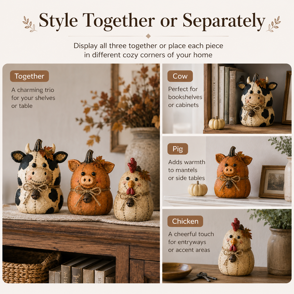 🍂 Pumpkin Friends™ Fall Decor Set – Create a Cozy Farmhouse Autumn Home This Season