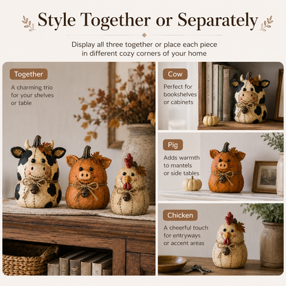 🍂 Pumpkin Friends™ Fall Decor Set – Create a Cozy Farmhouse Autumn Home This Season