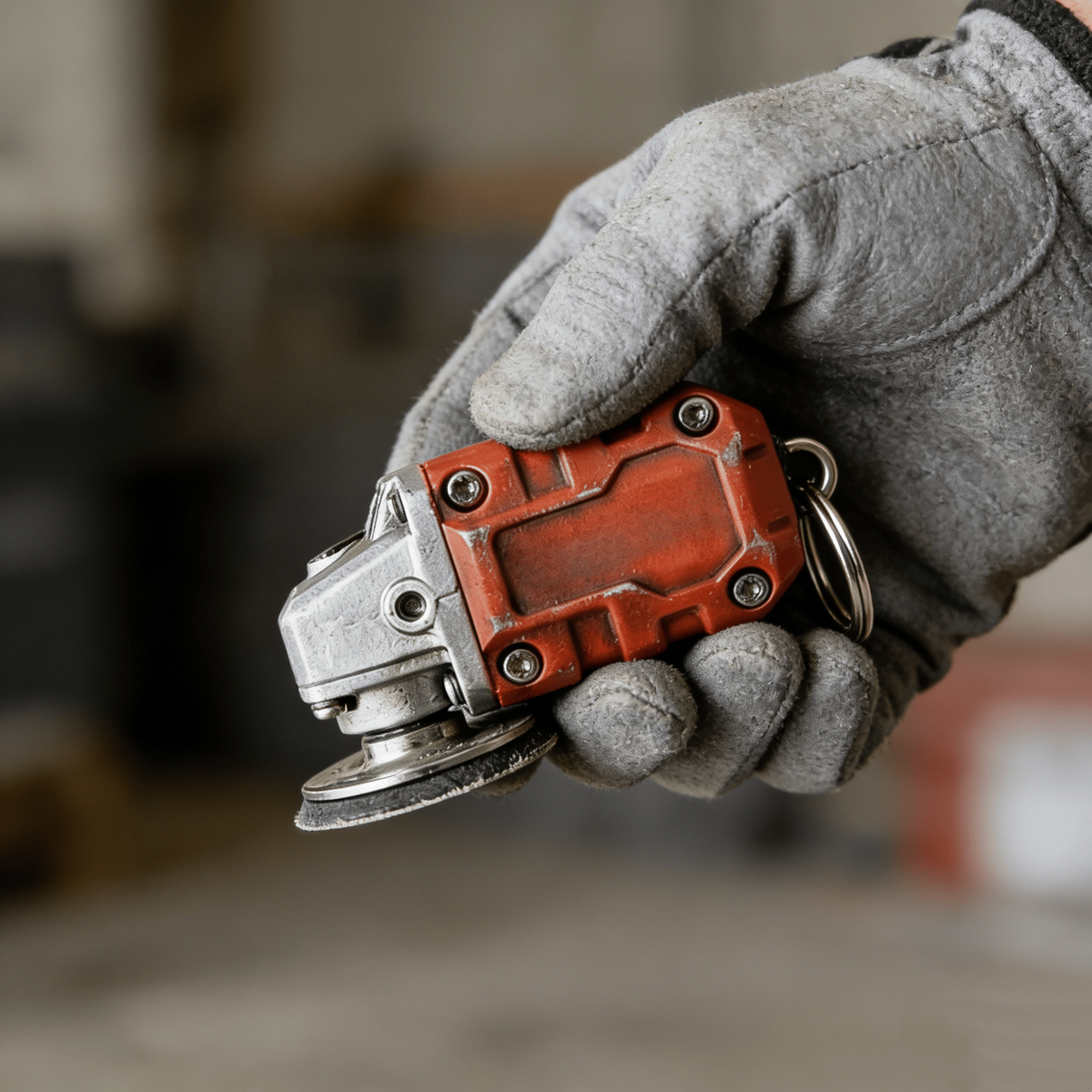 🛠️2-in-1  Mini Grinder Keychain: On-the-Go Smoothing Tool + Tool Enthusiast Collectible