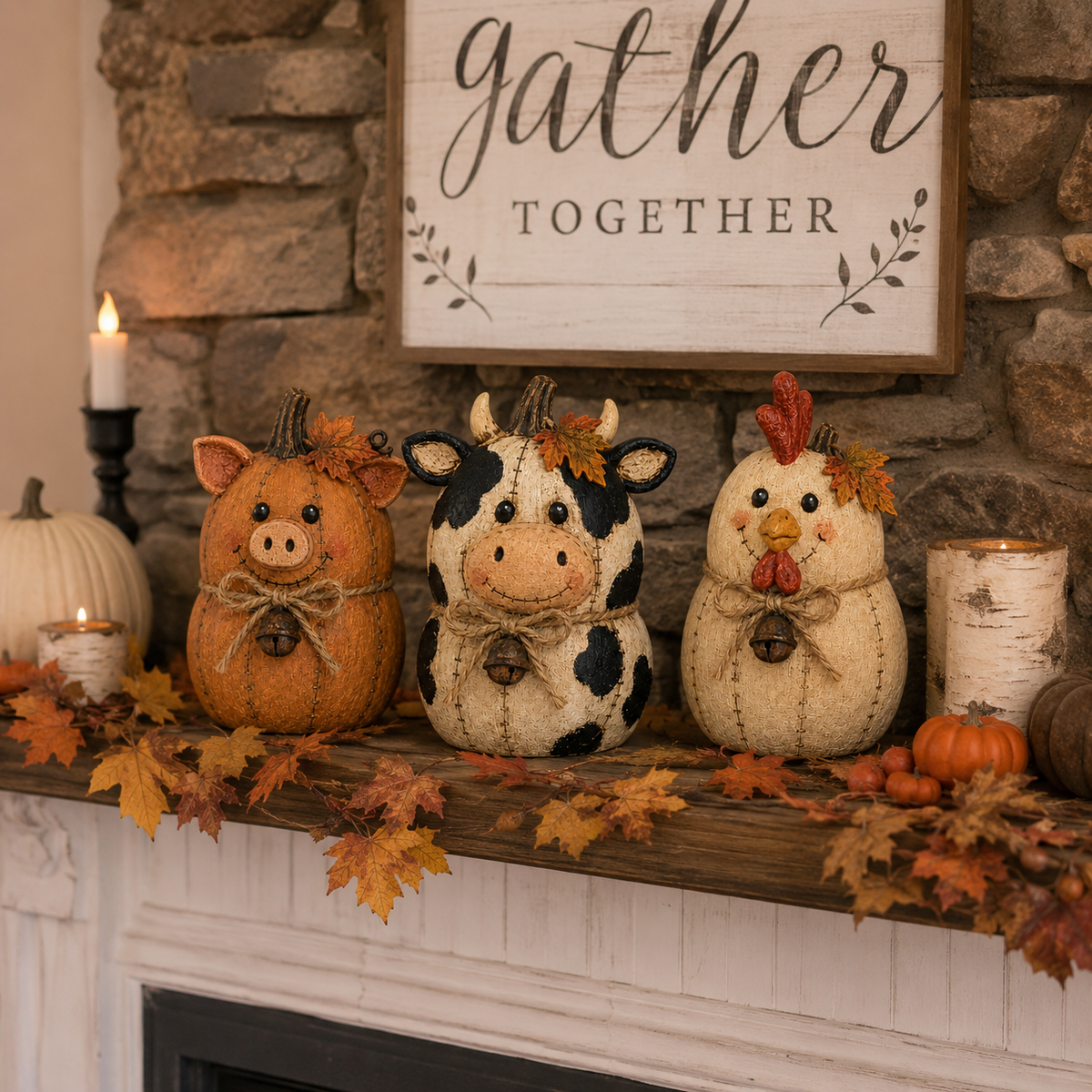 🍂 Pumpkin Friends™ Fall Decor Set – Create a Cozy Farmhouse Autumn Home This Season