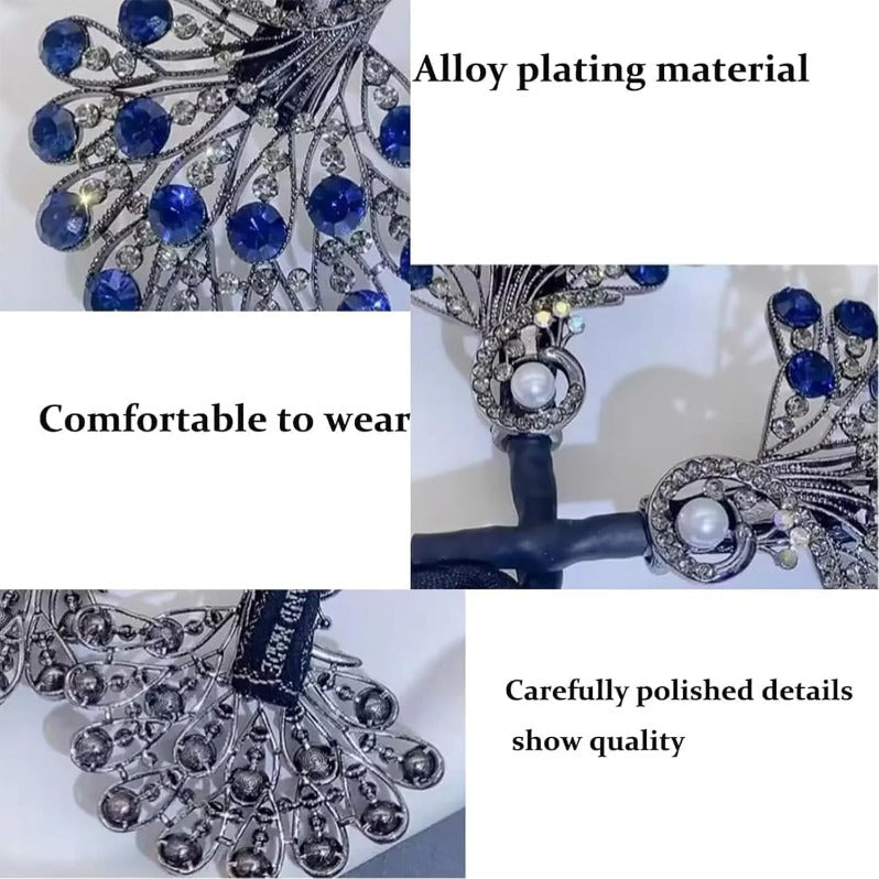 Crystal Leaf Hair Clip｜Vintage-Inspired Rhinestone Ponytail Holder