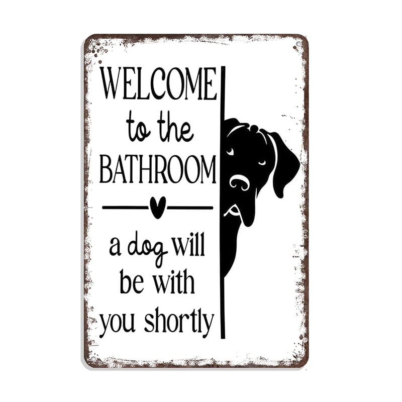 🐾💕 Vintage Cat Bathroom Sign - "Welcome to the Bathroom"