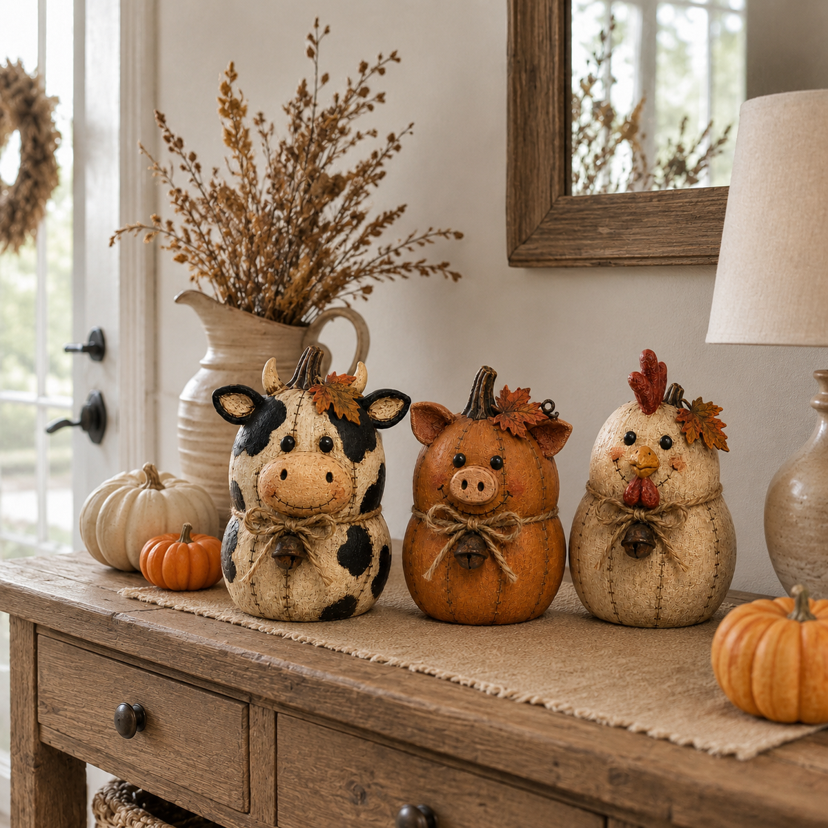 🍂 Pumpkin Friends™ Fall Decor Set – Create a Cozy Farmhouse Autumn Home This Season