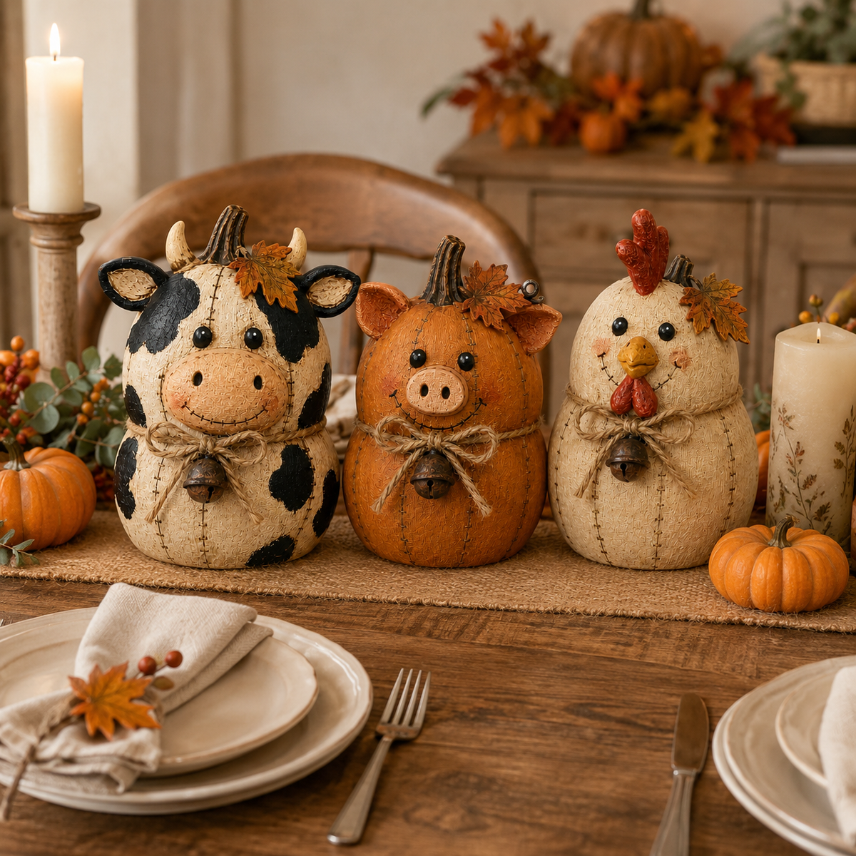 🍂 Pumpkin Friends™ Fall Decor Set – Create a Cozy Farmhouse Autumn Home This Season