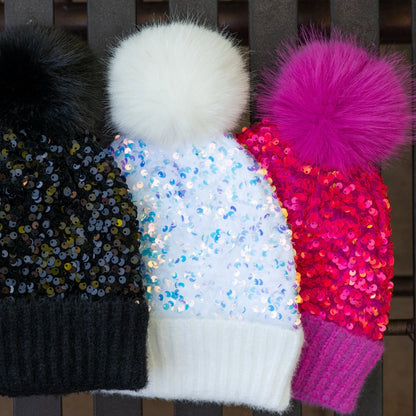 🔥Last Day 50% OFF - Winter Sparkly Sequin Pom Beanie