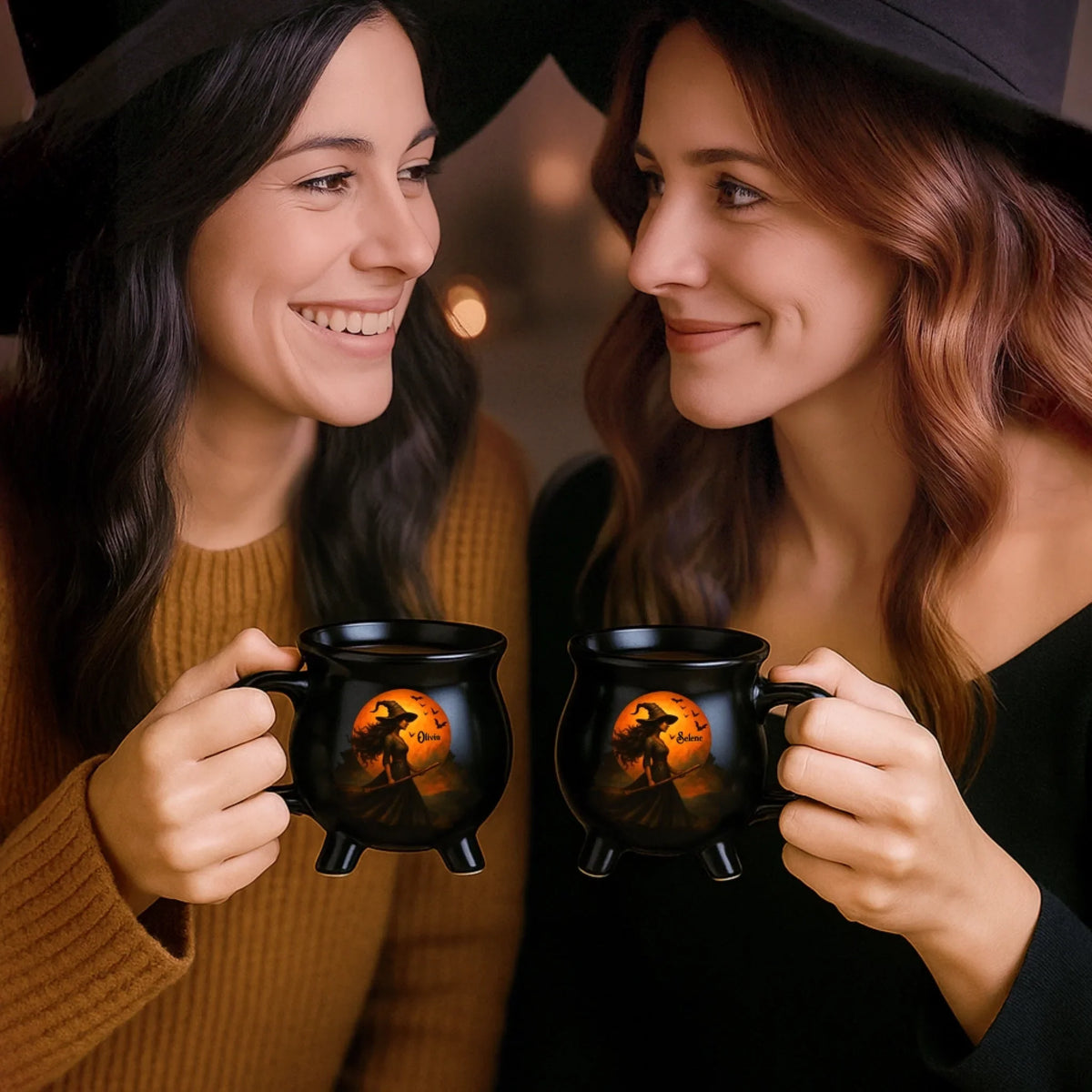 🔮 Witching You a Wicked Brew – Personalized Cauldron Mug for Besties, Sisters & Witchy Souls