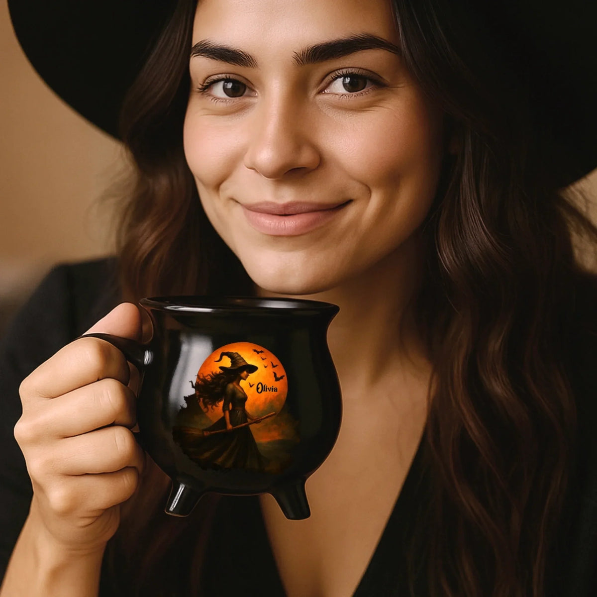 🔮 Witching You a Wicked Brew – Personalized Cauldron Mug for Besties, Sisters & Witchy Souls