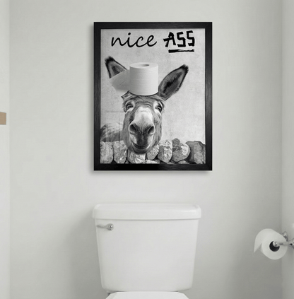 🚽Funny Bathroom Wall Art - "Nice Ass" Donkey Print