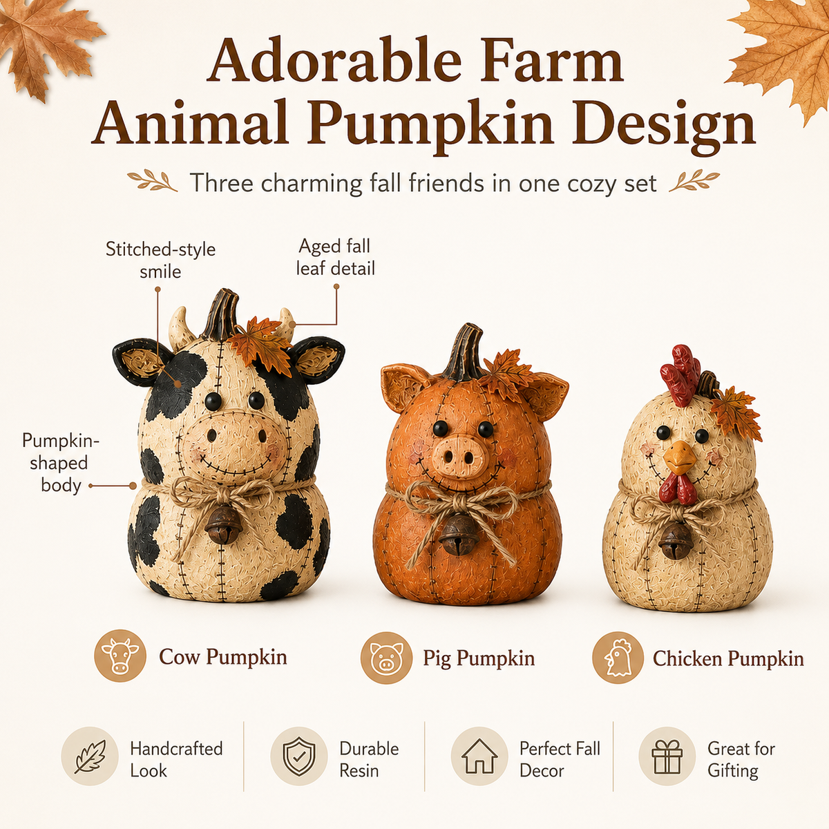 🍂 Pumpkin Friends™ Fall Decor Set – Create a Cozy Farmhouse Autumn Home This Season