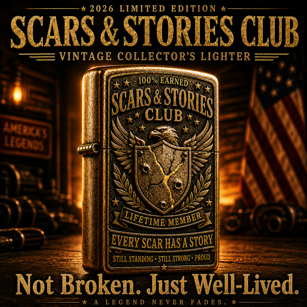 🦅 Scars & Stories Club Vintage Lighter | 2026 Limited Edition Collectible Metal Lighter