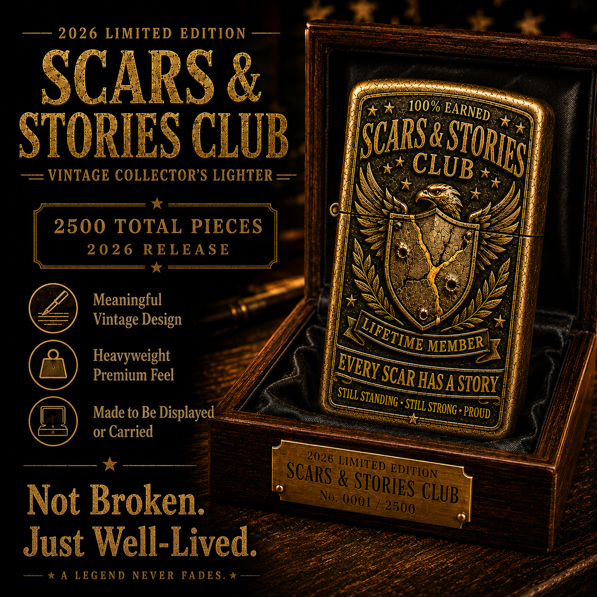 🦅 Scars & Stories Club Vintage Lighter | 2026 Limited Edition Collectible Metal Lighter