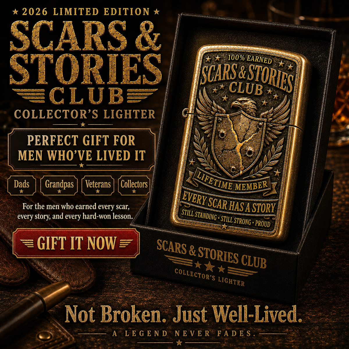 🦅 Scars & Stories Club Vintage Lighter | 2026 Limited Edition Collectible Metal Lighter