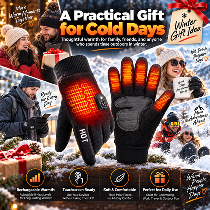 Rechargeable Electric Heated Gloves with Soft Warm Fleece & Display