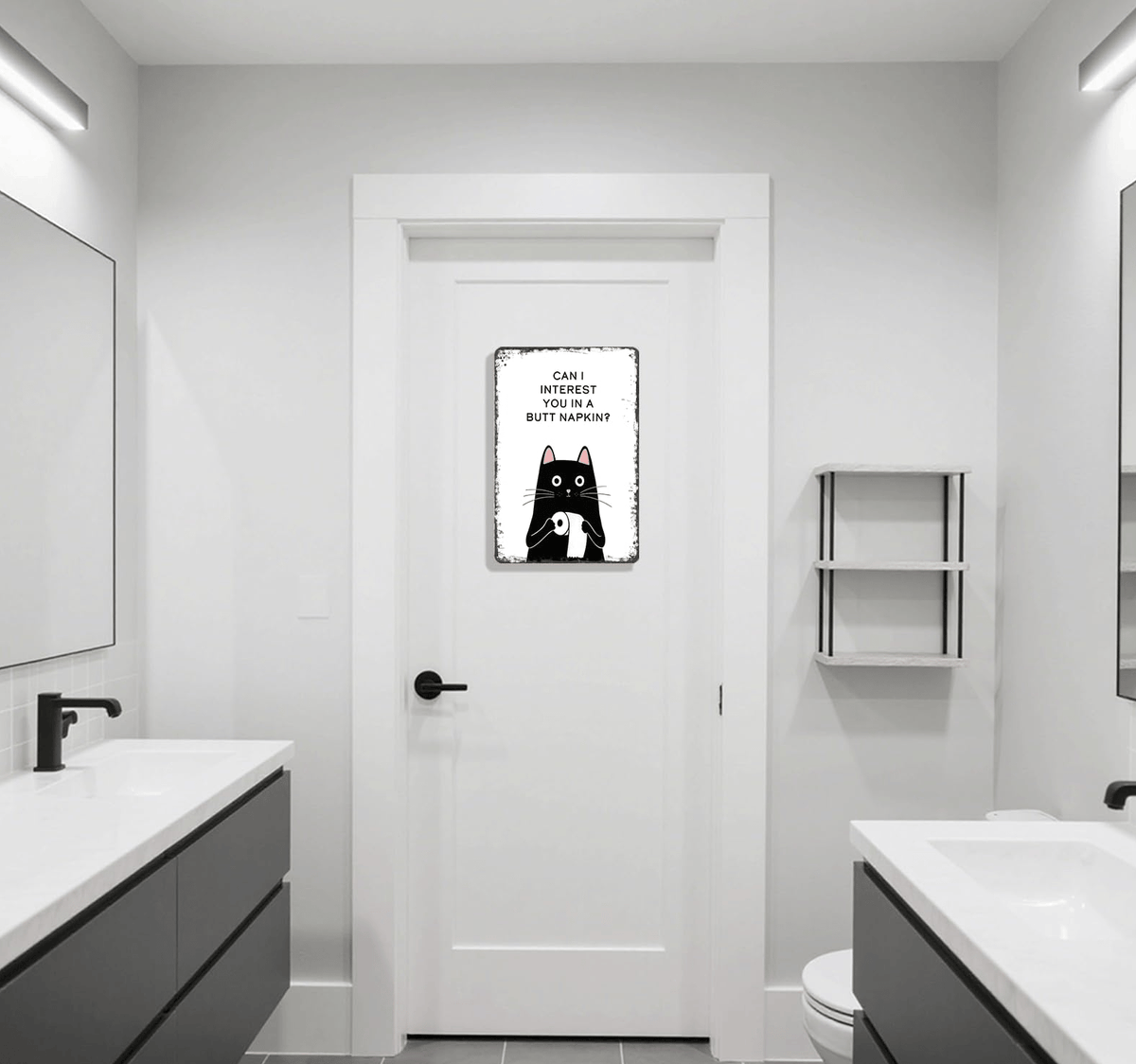 🐾💕 Vintage Cat Bathroom Sign - "Welcome to the Bathroom"