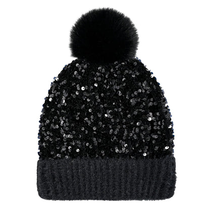 🔥Last Day 50% OFF - Winter Sparkly Sequin Pom Beanie