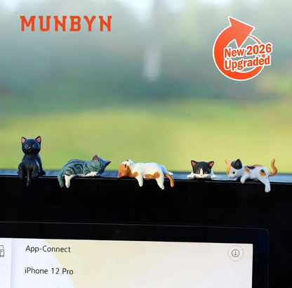 ⏰🔥LAST DAY 59% OFF - Hand-Painted Mini Cat Desk Figurines 😺 Set of 5 Cute Cartoon Kitty Companions
