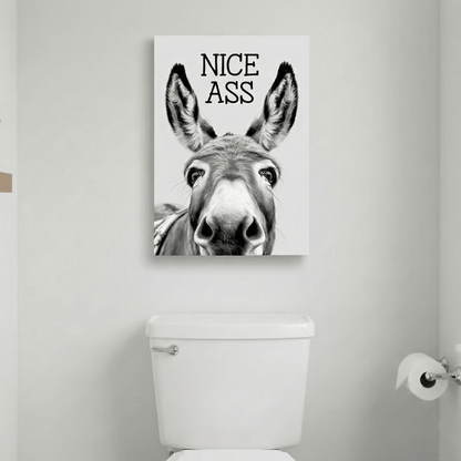 🚽Funny Bathroom Wall Art - "Nice Ass" Donkey Print