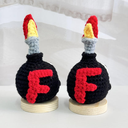Handmade Crochet F-Bomb With Base